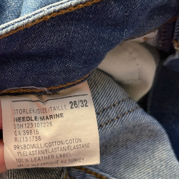 Acne Studios Needle Marine High Rise Jeans Women’s Size 26 Blue Cotton Blend - Picture 11 of 15